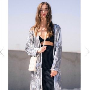 Blanka Boutique Double Silver Sequin Duster